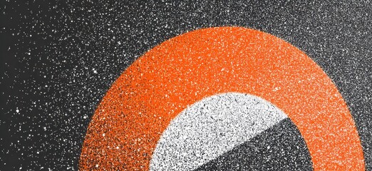 Abstract graphic design, orange and white segments on dark textured background