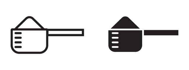 Scoop line icon vector illustration set.Clean minimalistic kitchenware ladle icon
