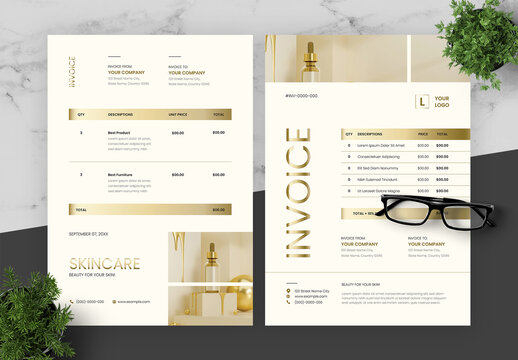 Gradient Gold And Black Invoice Set
