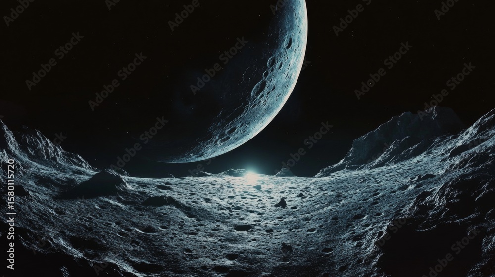 Canvas Prints stunning panoramic view of the moon s surface featuring craters and space beyond for exploration