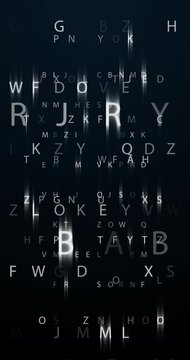 Letters of latin alphabet passing. 4K Vertical. Loop