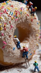 Big Donut with mini workers on it.