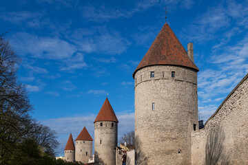 Medieval Wall With Towers In Tallinn, Estonia