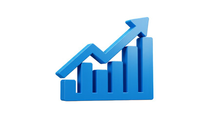 3D Blue Growth Chart Arrow Business Success Isolated Transparent Background