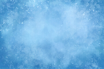 Watercolor winter blue background, hand painted texture. Abstract aquarelle light blue backdrop with stains and paint drops. Watercolor frosty background for banner, ads, website, presentations
