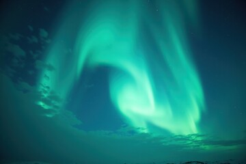 Ethereal glow of aurora borealis painting the night sky green
