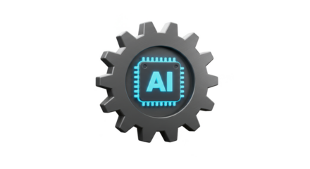 3D AI Artificial Intelligence on Gear Technology Transparent Icon