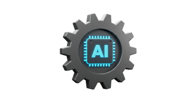 3D AI Artificial Intelligence on Gear Technology Transparent Icon