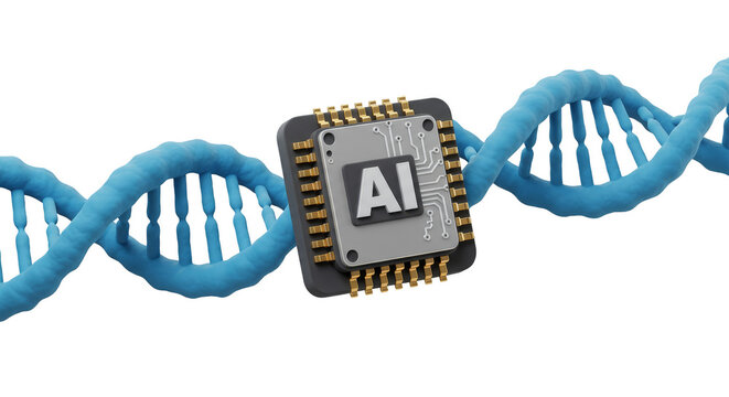 3D AI Chip Blue DNA Helix Artificial Intelligence Transparent
