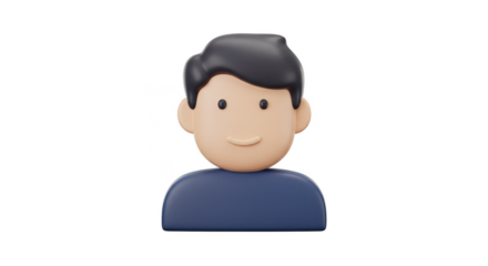 3D Cartoon Man Avatar Design Isolated Transparent Background