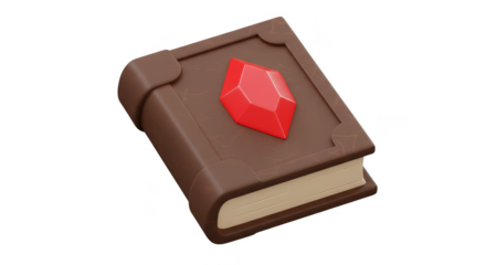 3D Book with Gem Isolated Education Literature Story Magic Spell