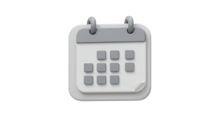 3D Calendar Illustration of Date Month and Reminder on Transparent Background