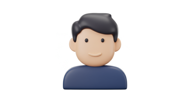 3D Cartoon Man Avatar Design Isolated Transparent Background