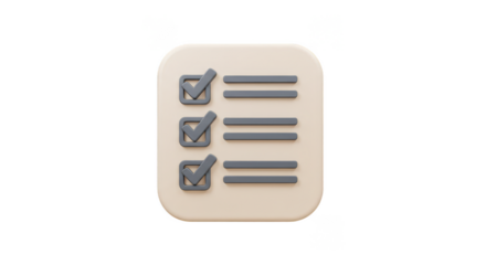 3D Checklist Icon With Check Marks And Tasks In A Minimalist Style