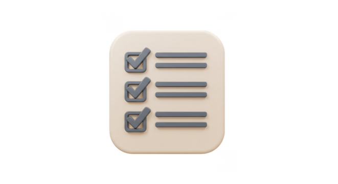 3D Checklist Icon With Check Marks And Tasks In A Minimalist Style