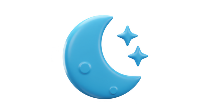 3D Cartoon Moon Stars Blue Night Sky Sleep Dreams Sweet Dreams