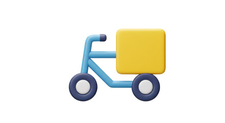 3d Delivery Bicycle Yellow Box Isolated on Transparent Background PNG