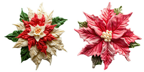 poinsettia floral arrangement with transparent background