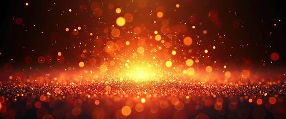 Obraz premium Golden particles floating in space, creating a bright focal point.