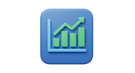 3D Graph Icon Chart Growth Arrow Business Success Transparent Background
