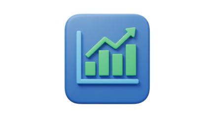 3D Graph Icon Chart Growth Arrow Business Success Transparent Background