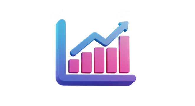3D Graph Chart Shows Business Growth Success with Transparent BG - Powered by Adobe