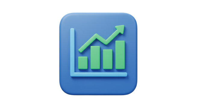 3D Graph Icon Chart Growth Arrow Business Success Transparent Background
