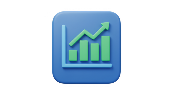 3D Graph Icon Chart Growth Arrow Business Success Transparent Background