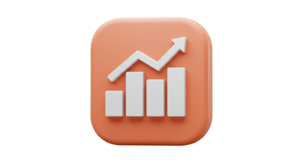 3D Growth Arrow Statistic Icon Progress on Background Transparent