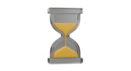 3D Hourglass Sand Time Passing Silver Illustration Transparent Background