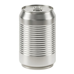 3D Illustration of Silver Aluminum Soda Can with Transparent Background