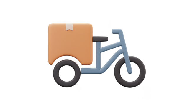 3D Illustration Delivery Tricycle Bike Transport With Transparent Background