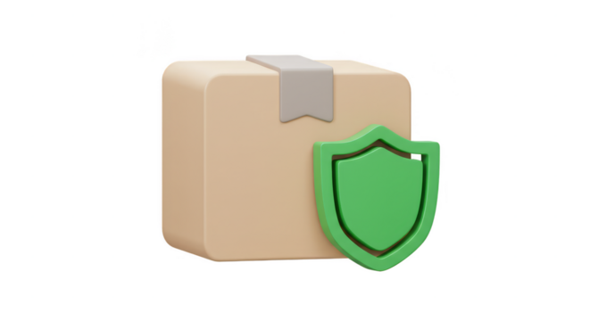 3D Illustration Package Protection Shield Delivery Box Safe Security