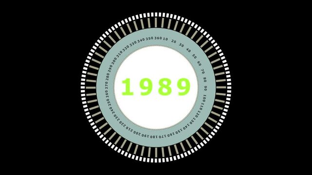 Retro Countdown Animation 1989 Neon Green Numbers Rotating Circle Countdown Timer Graphic Design