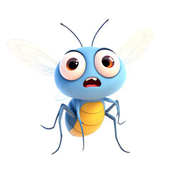 Obraz premium A surprised cartoon fly with large eyes and spread wings, isolated on a transparent background