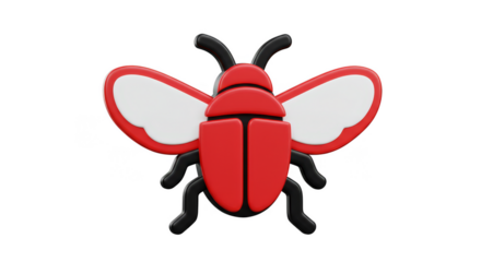 3D Red Beetle Insect with Wings Isolated on Transparent Background