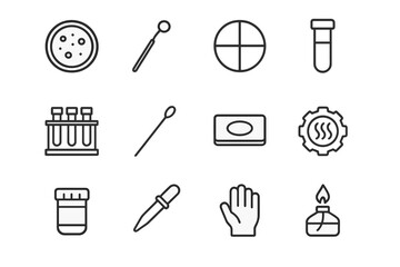 Obraz premium Laboratory equipment icons on gray background