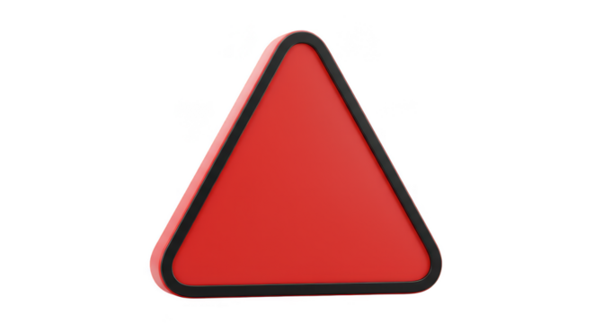 3D Red Triangle Warning Sign Geometric Shape Abstract Render