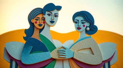 Colorful Abstract Women Artwork – Modern Unity Wall Decor