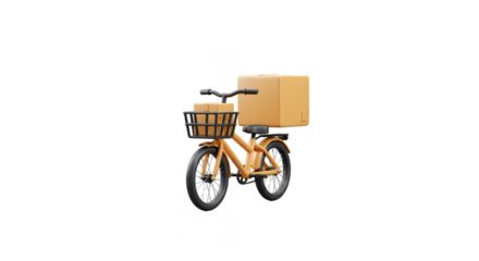 3D Render Delivery Bicycle Package Transport Isolated Background