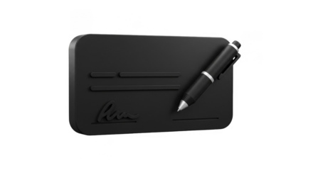 3D Render Financial Check Transaction Featuring Signature Black Background