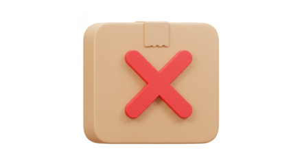 3D Red Cross Box Symbol Delete Icon Transparent Background