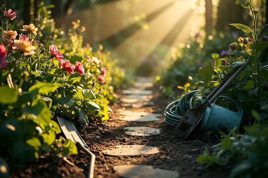 Learning Garden Pathway Showing Growth And Development Through Nurturing