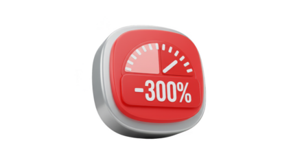 3D Meter Showing Negative 300 Percent Discount Transparent Image