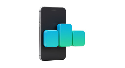 3D Mobile Analytics Graph Growth on Smartphone Transparent PNG