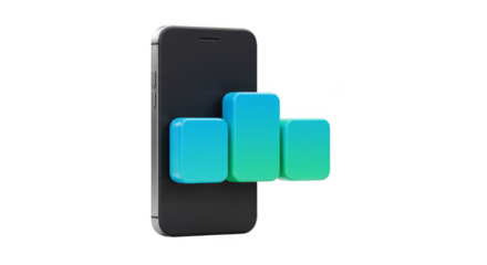 3D Mobile Analytics Graph Growth on Smartphone Transparent PNG