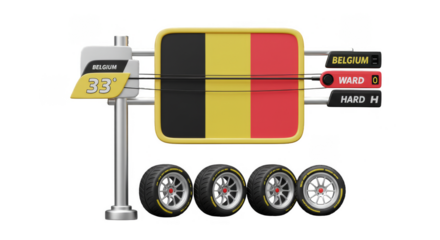 3D Belgium Formula 1 Tires Isolated Transparent Background