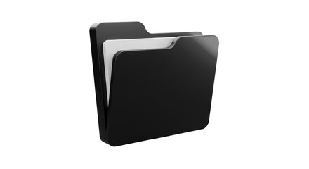 3D Black Folder Icon File Storage for Data Isolated Transparent