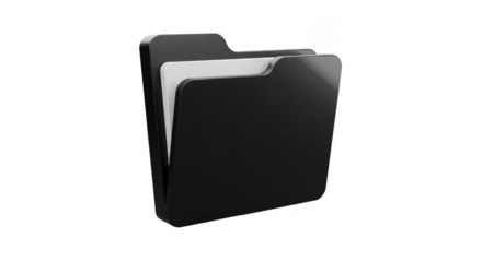 3D Black Folder Icon File Storage for Data Isolated Transparent