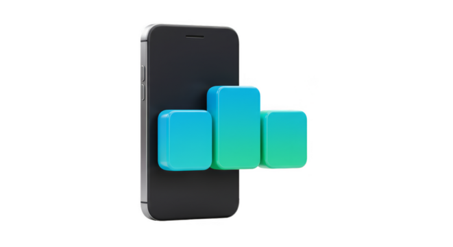 3D Mobile Analytics Graph Growth on Smartphone Transparent PNG